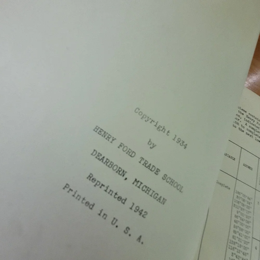 Vintage 1934 Shop Trigonometry Henry Ford Trade School Book Michigan Manual
